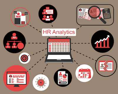 HR analytics dashboard and workforce data illustration